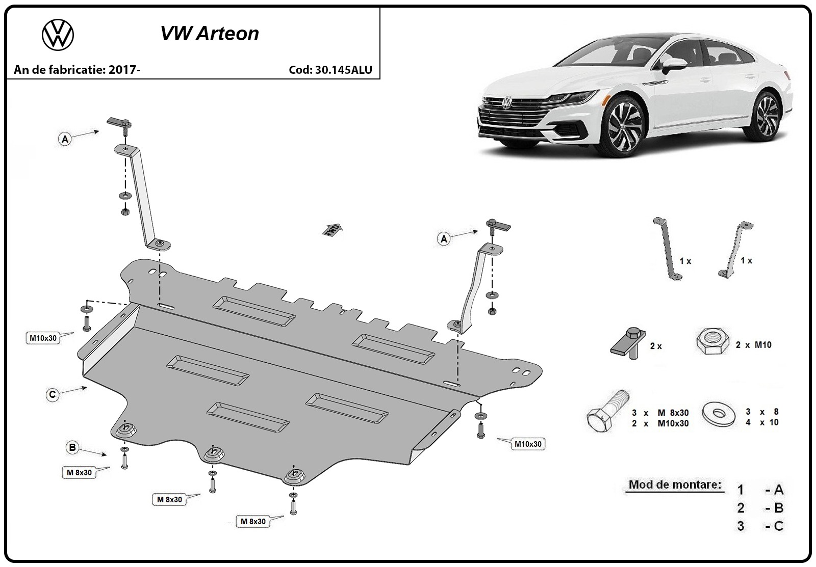 Skid plate Aluminium Engine+ | VW Arteon (2017-2026) - 3