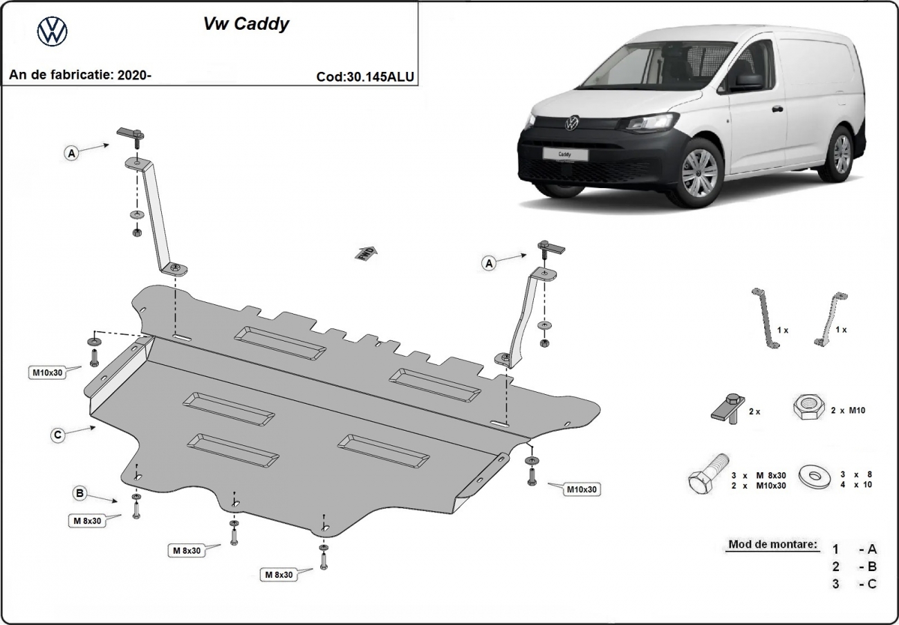 Skid plate Aluminium Engine+ | VW Caddy (2020-2026) - 3