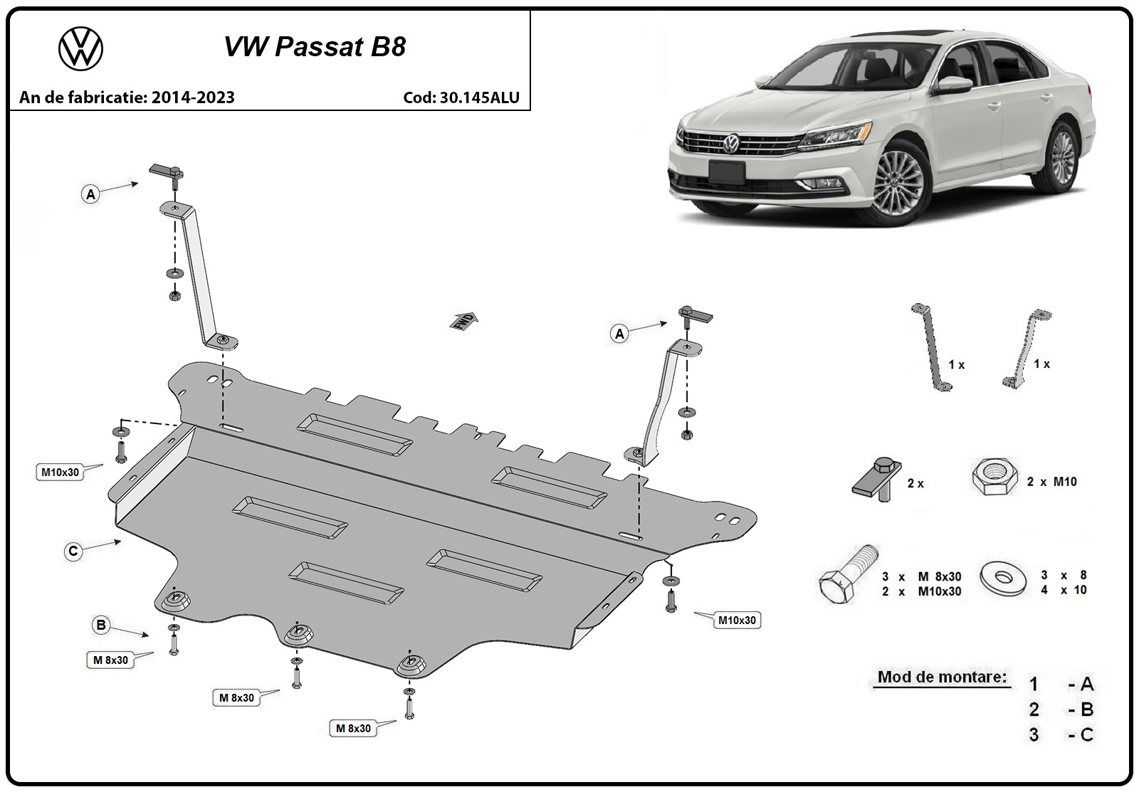 Aluminiowa osłona podwozia silnika+ | VW Passat B8 (2014-2023) - 3
