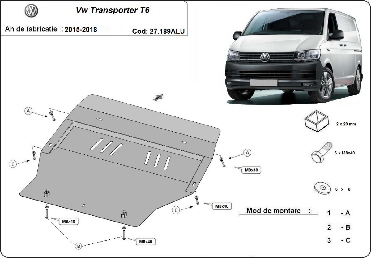 Aluminium-Unterfahrschutz Motor+ | VW Transporter T6 (2015-2019) - 3