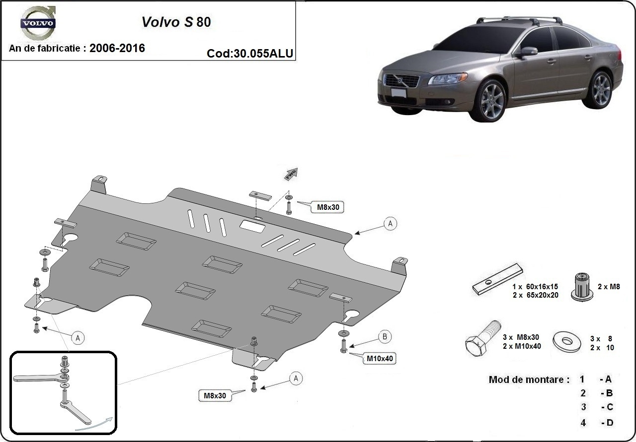 Bundplade Aluminium Motor+ | Volvo S80 (2006-2016) - 3