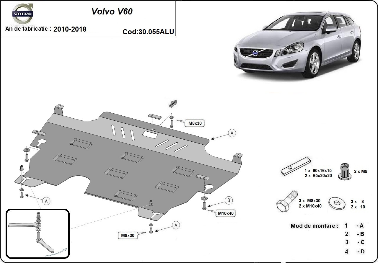 Skid plate Aluminium Engine+ | Volvo V60 (2010-2018) - 3