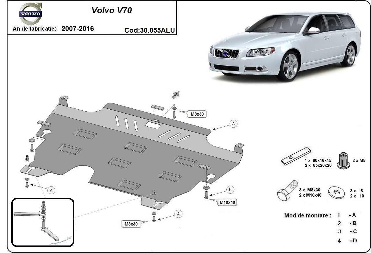Skid plate Aluminium Engine+ | Volvo V70 (2007-2016) - 3