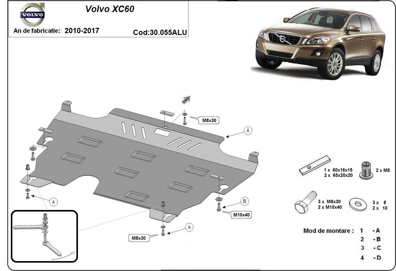 Skid plate Aluminium Engine+ | Volvo XC60 (2010-2017) - 3