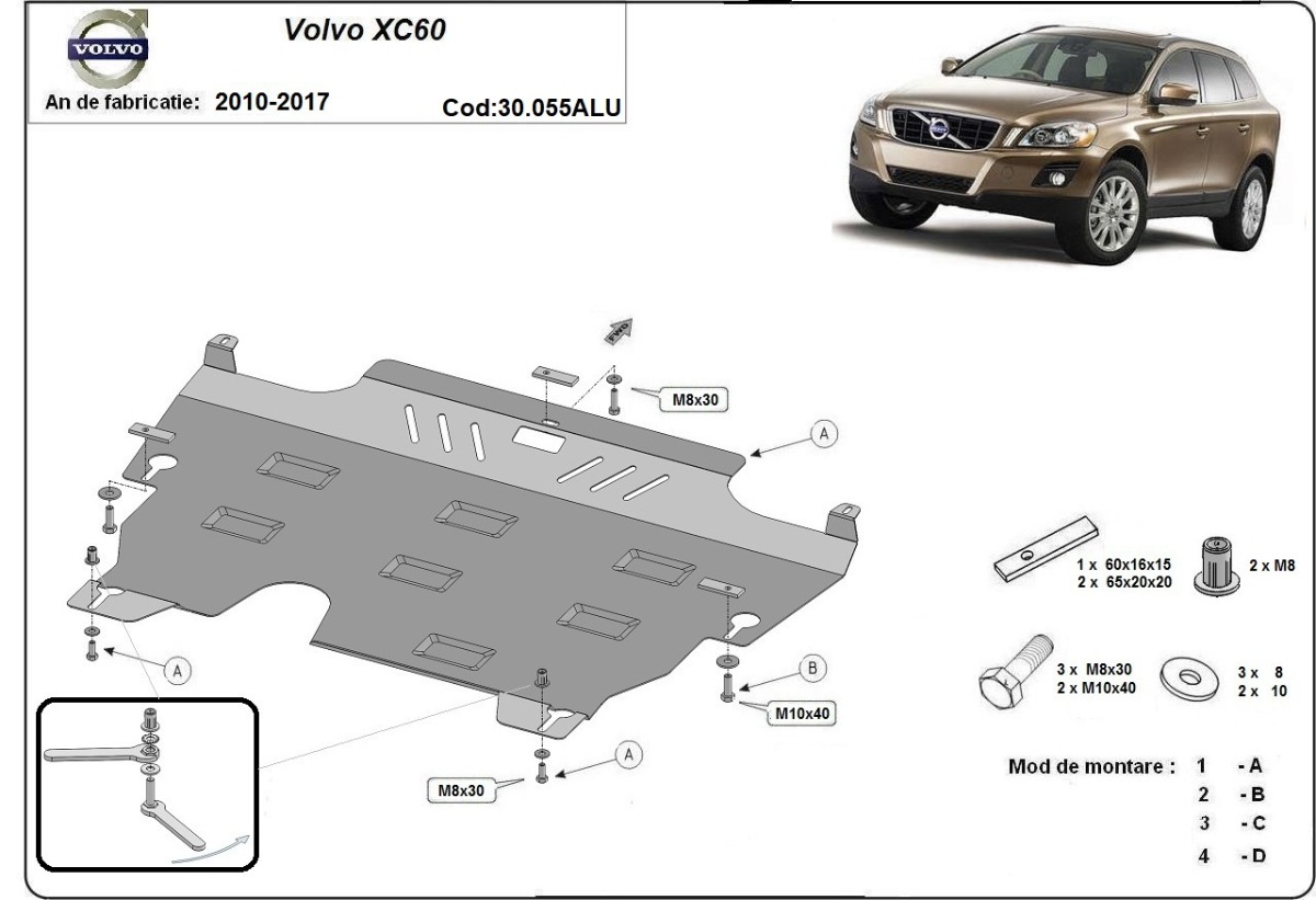 Proteção inferior em alumínio Motor+ | Volvo XC60 (2010-2017) - 3