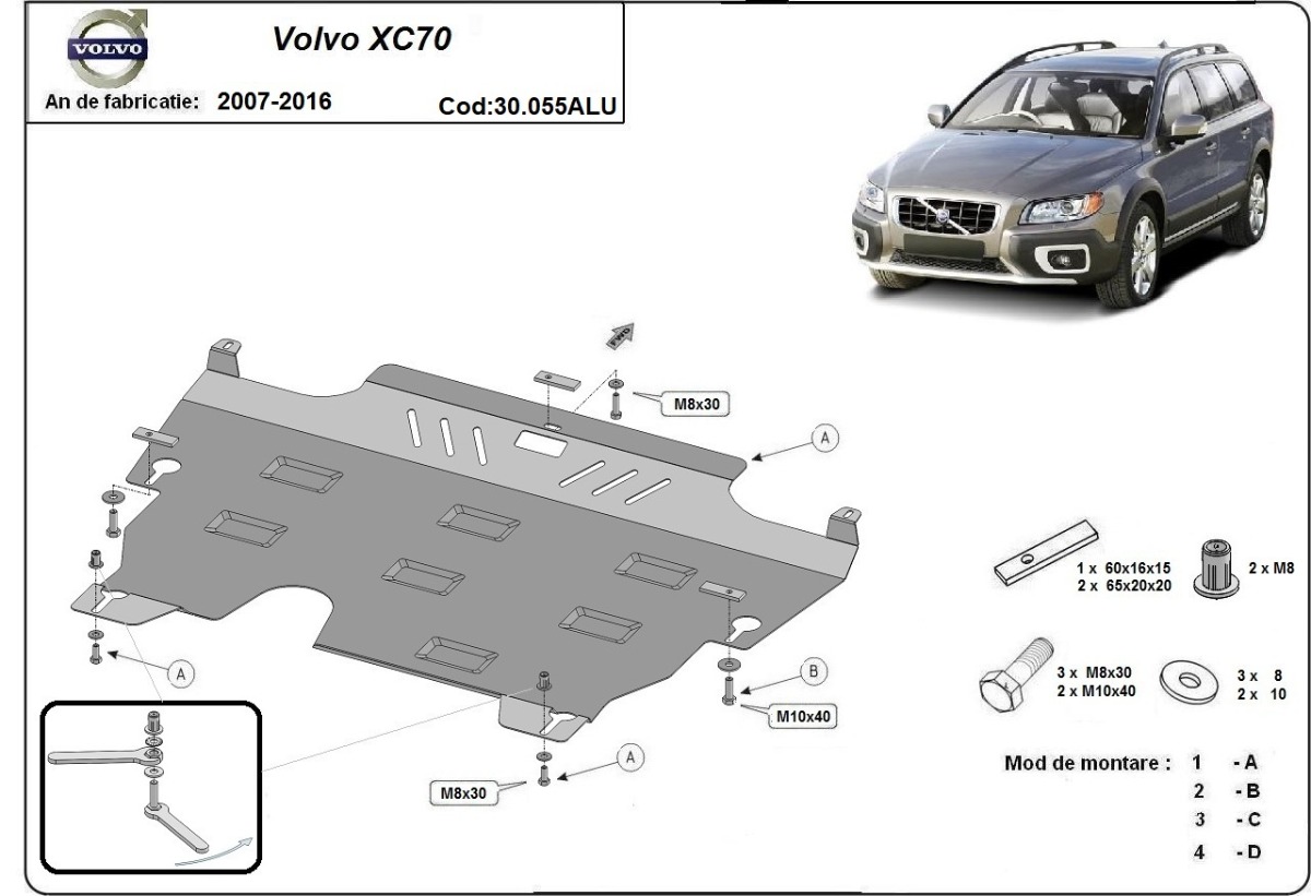 Protezione inferiore in alluminio Motore+ | Volvo XC70 (2007-2016) - 3