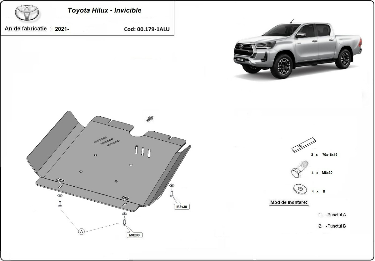 Aluminiowa osłona podwozia skrzyni biegów | Toyota Hilux Invincible (2021-2026)