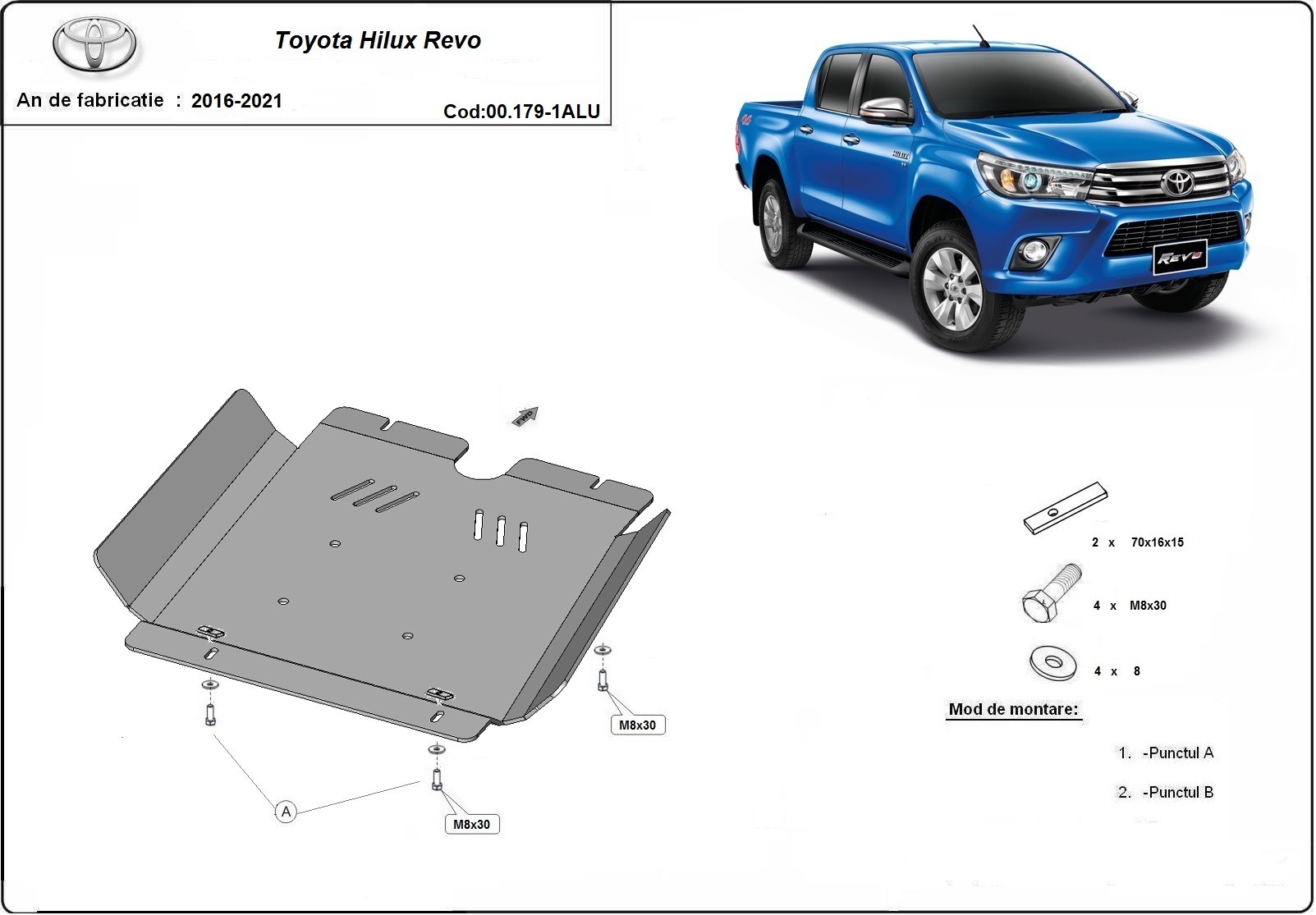 Aluminium-Unterfahrschutz Getriebe | Toyota Hilux (2016-2026)