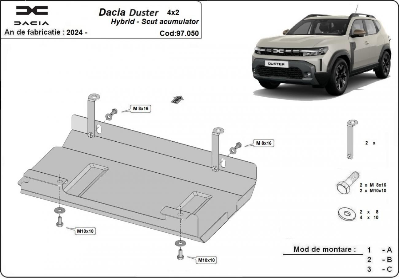 Hasplåt Stål Batteri | Dacia Duster Hybrid (2024-2026) - 3