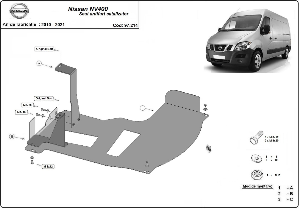 Stahl-Unterfahrschutz Katalysator | Nissan NV400 (2010-2021) - 3