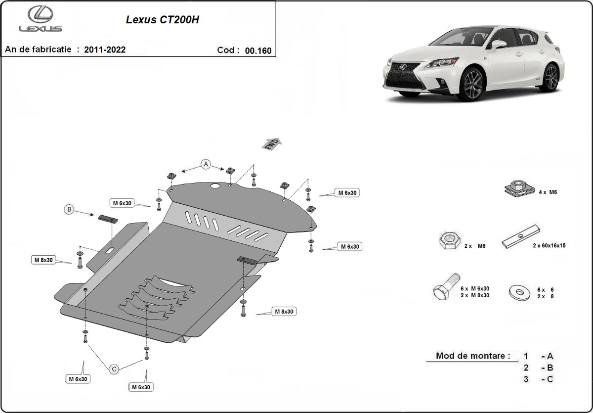 Stalowa osłona podwozia katalizatora | Lexus CT200H (2011-2022) - 3