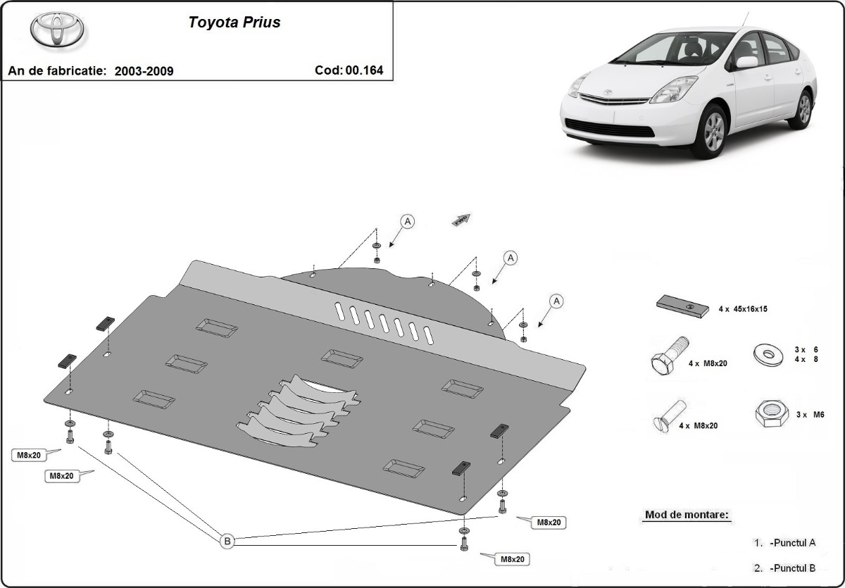 Proteção inferior em aço do catalisador | Toyota Prius (2003-2009) - 3