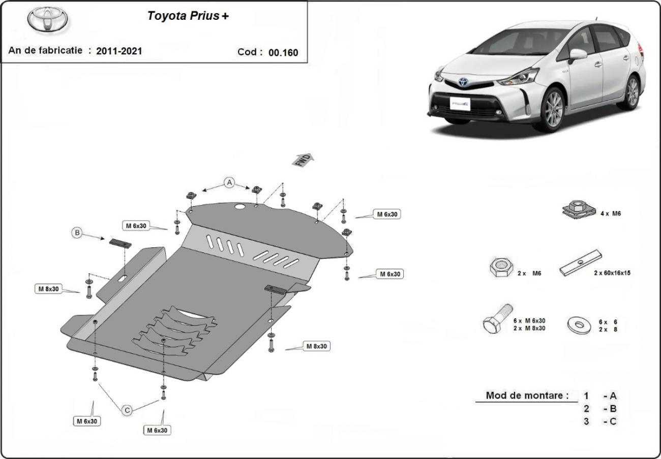 Hasplåt Stål Katalysator | Toyota Prius 3+ (2011-2021) - 3