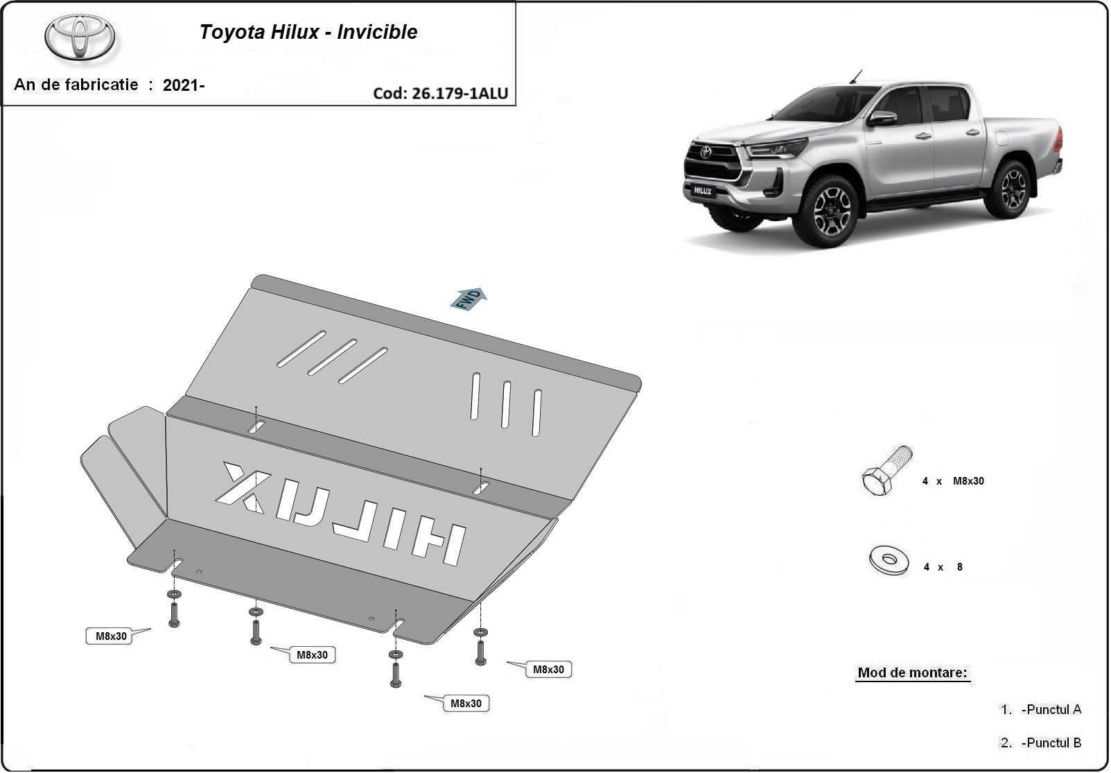 Aluminium-Unterfahrschutz Kühler | Toyota Hilux Invincible (2021-2026)