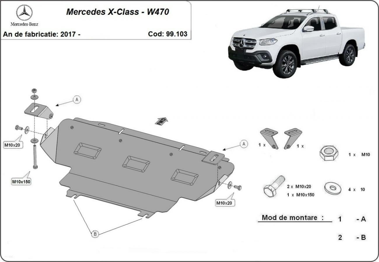 Pohjapanssari Teräs Radiatori | Mercedes X-Class W470 (2017-2020) - 3