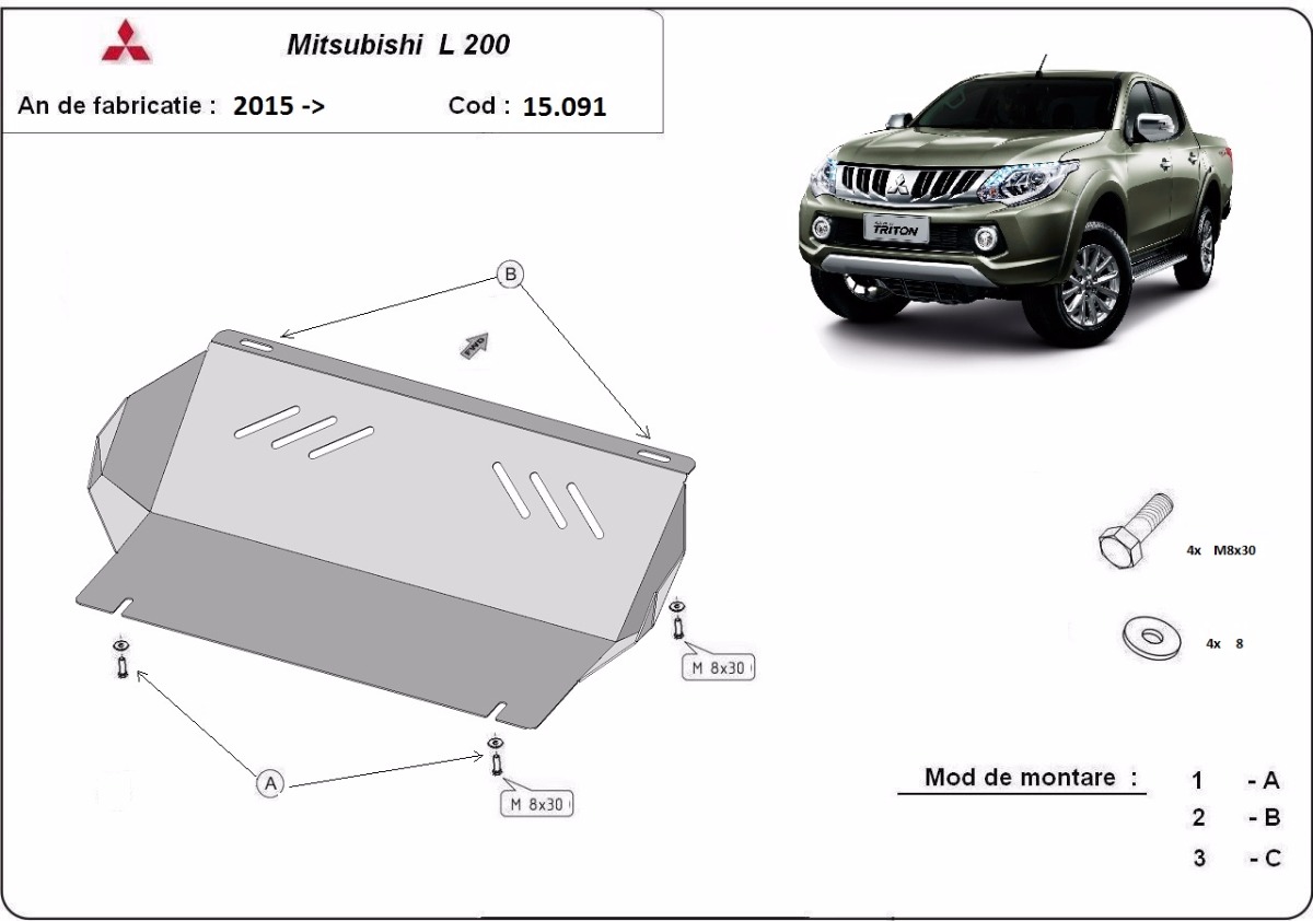 Proteção inferior do radiador em aço | Mitsubishi L200 (2015-2026) - 3