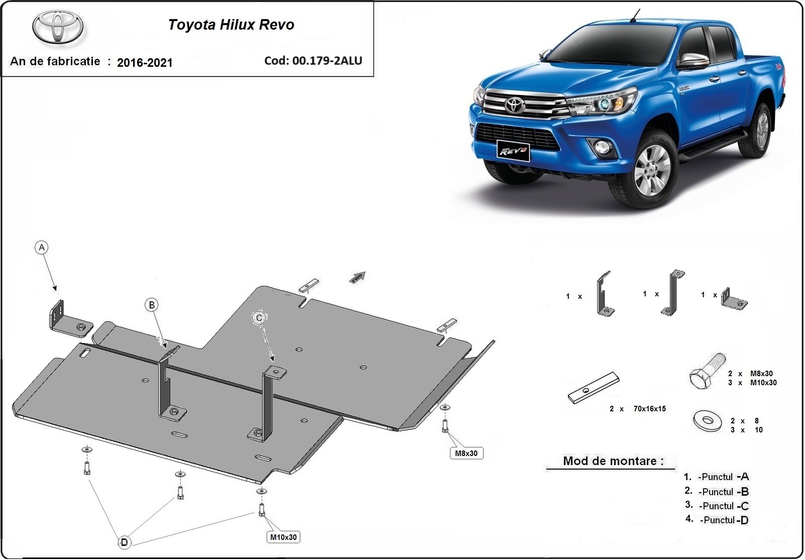 Aluminiowa osłona podwozia mechanizmu różnicowego | Toyota Hilux (2016-2021)