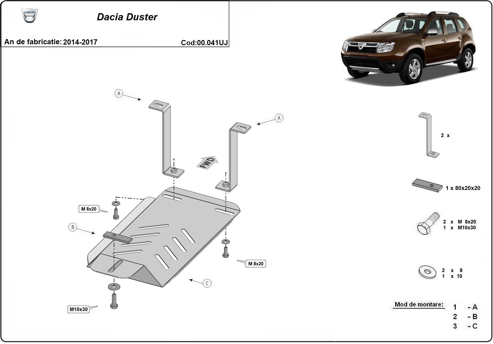 Unterfahrschutz Stahl Hinten differential | Dacia Duster 4x4 (2014-2017) - 3
