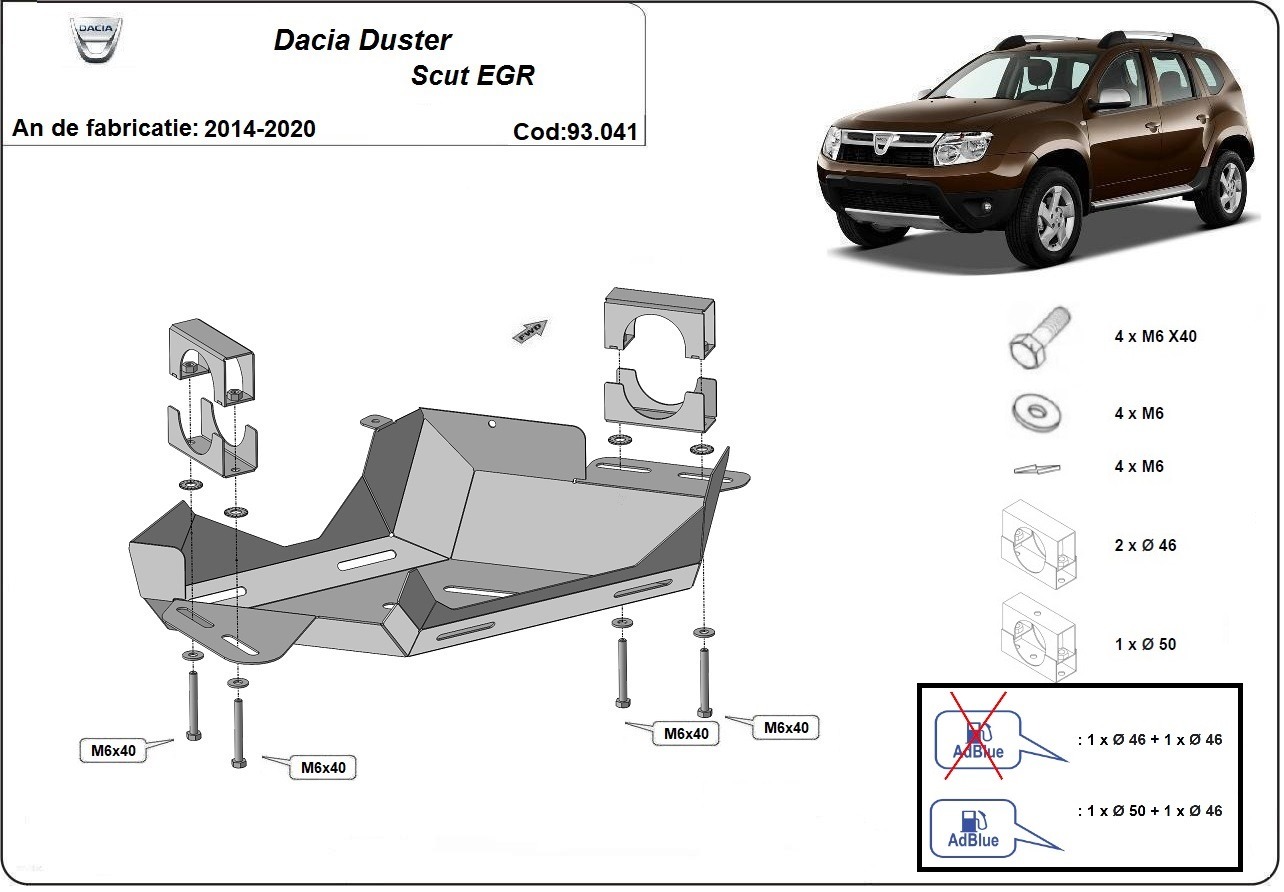 Protection inférieure Acier EGR valve | Dacia Duster (2014-2020) - 3