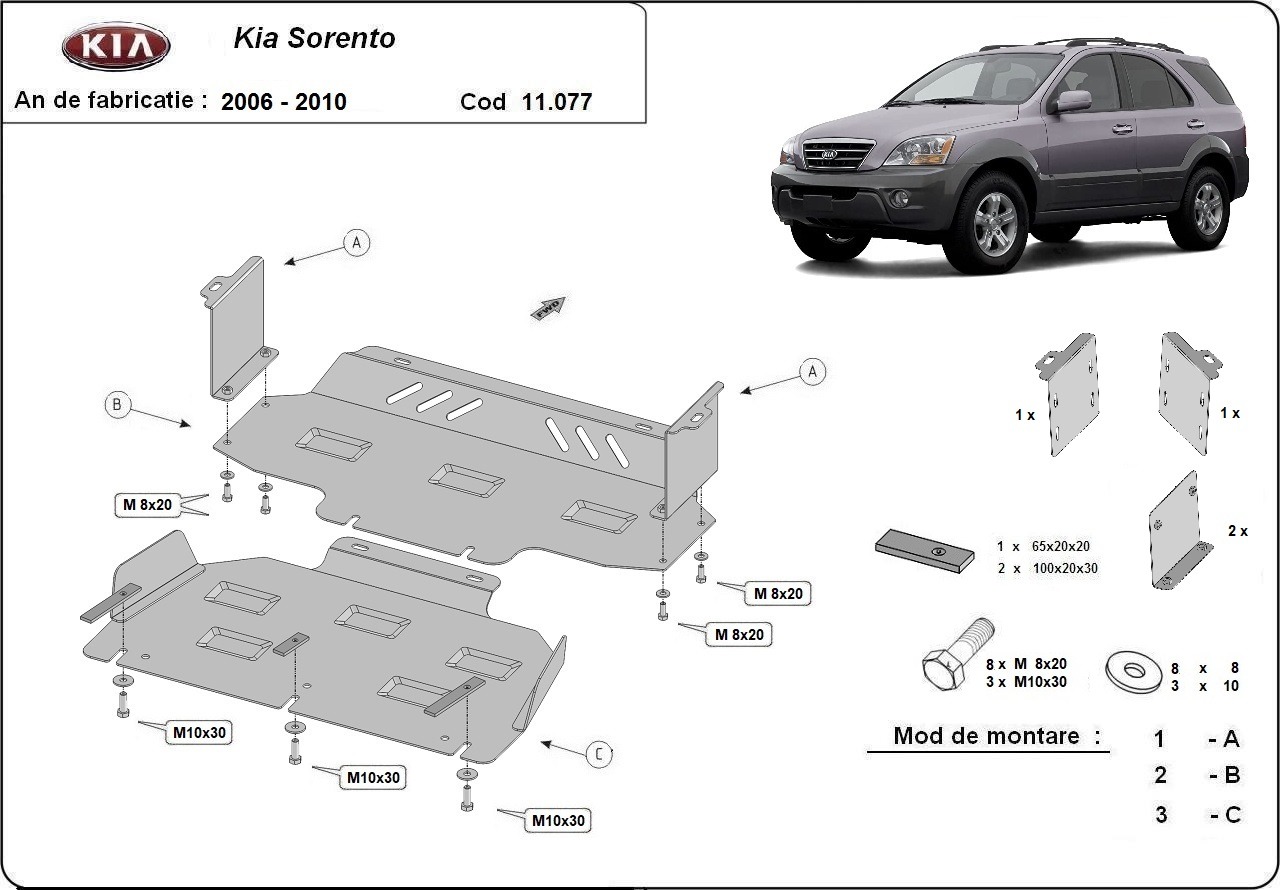 Protezione inferiore in acciaio Motore+ | Kia Sorento (2006-2009) - 3