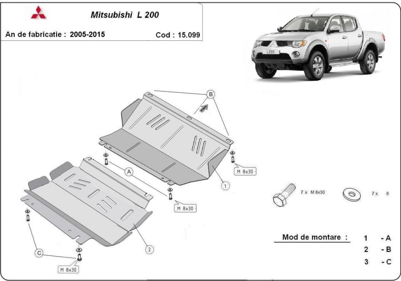Hasplåt Stål Motor+ | Mitsubishi L 200 (2005-2015) - 3