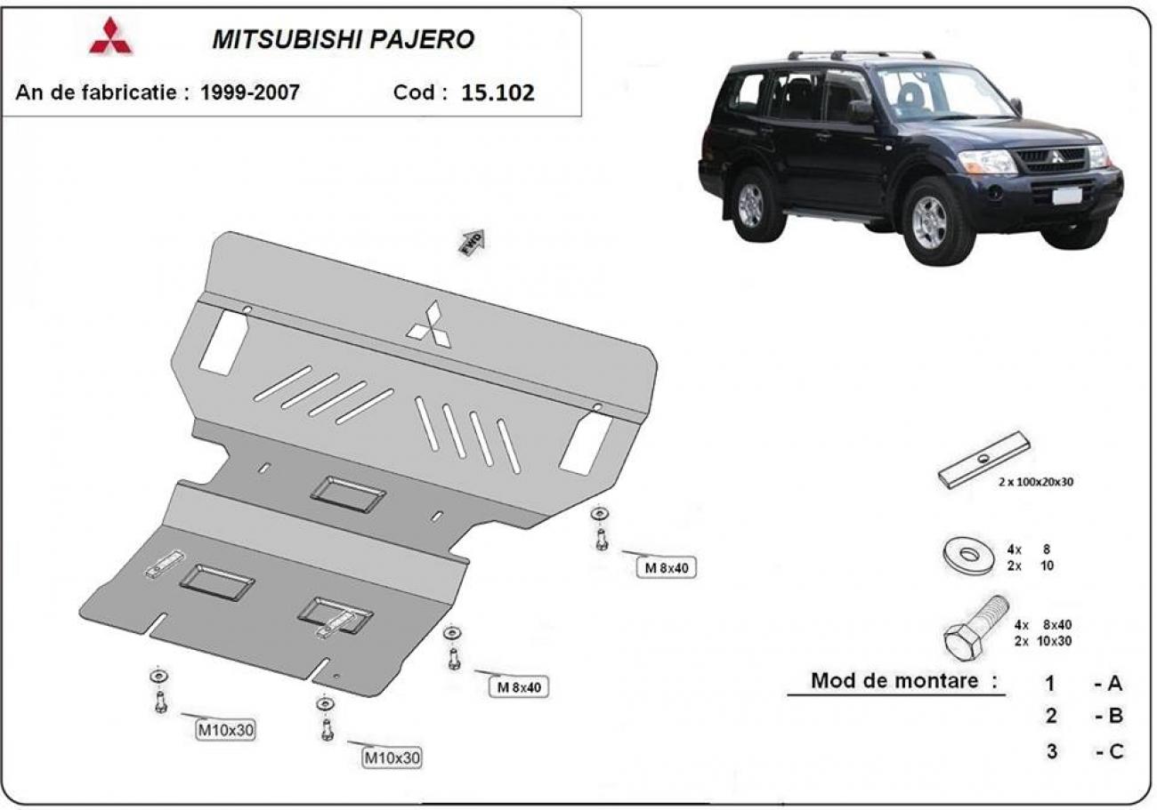 Hasplåt Stål Motor+ | Mitsubishi Pajero 3 (V60, V70) (1999-2007) - 3
