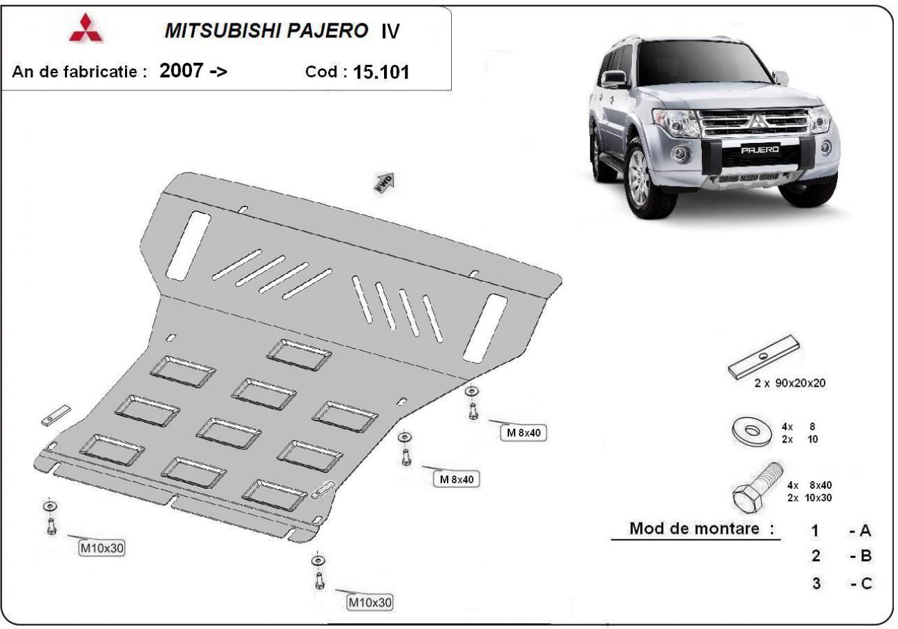 Pohjapanssari Teräs Moottori+ | Mitsubishi Pajero 4 (V80, V90) (2007-2021) - 3