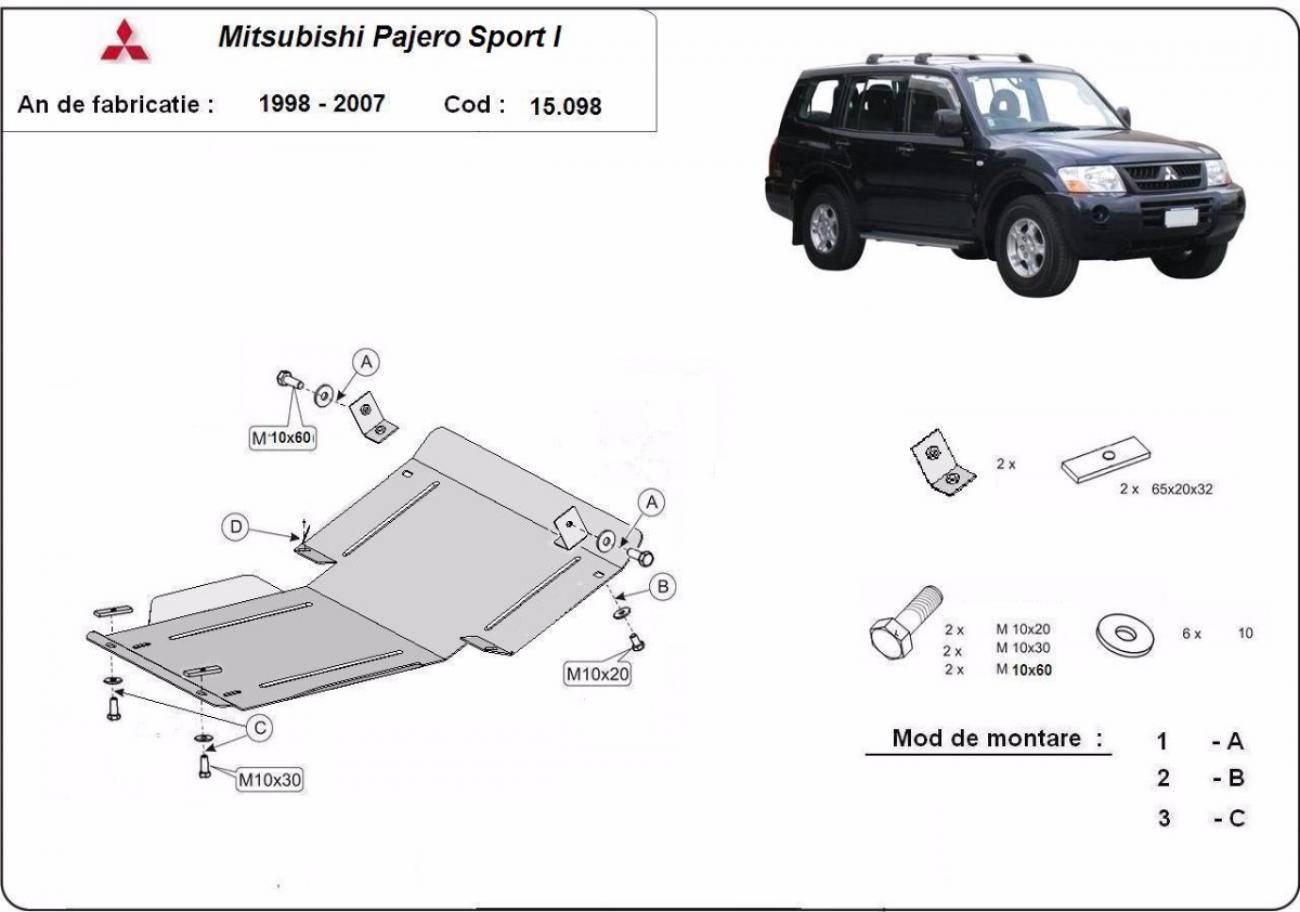 Bundplade Stål Motor+ | Mitsubishi Pajero Sport 1 (1998-2007) - 3