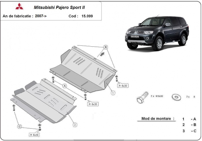 Stalowa osłona podwozia silnika+ | Mitsubishi Pajero Sport 2 (2008-2016) - 3