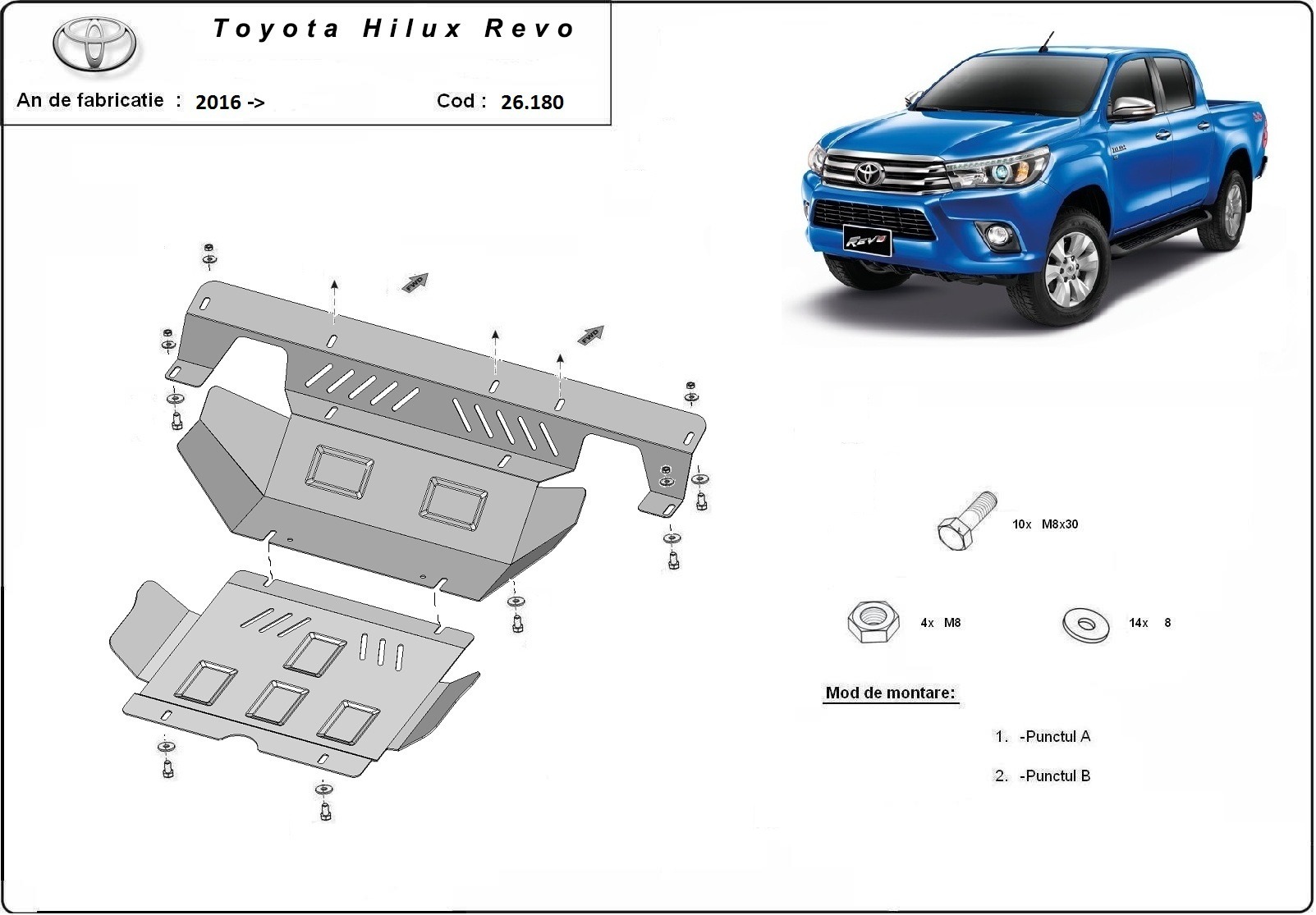 Proteção inferior em aço Motor+ | Toyota Hilux (2016-2026) - 3