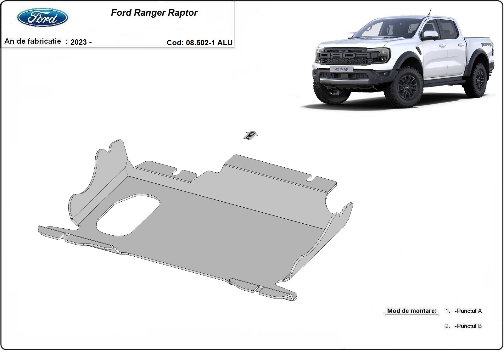 Proteção inferior em alumínio Motor+ | Ford Ranger Raptor (2023-2026)
