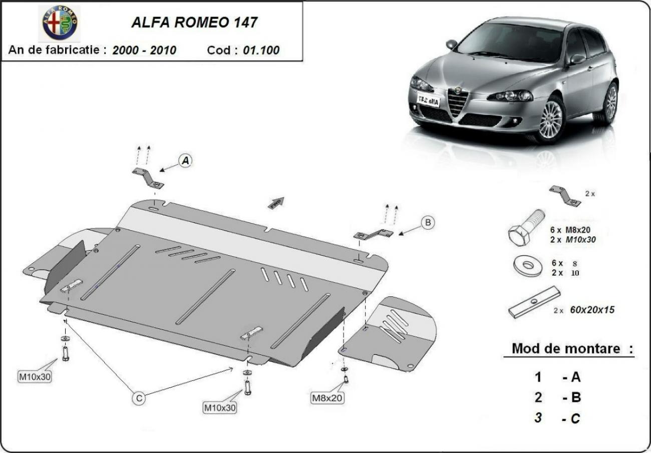 Pohjapanssari Teräs Moottori+ | Alfa Romeo 147 (2000-2010) - 3
