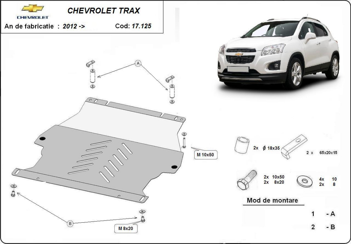 Protector inferior de acero Motor+ | Chevrolet Trax (2012-2022) - 3
