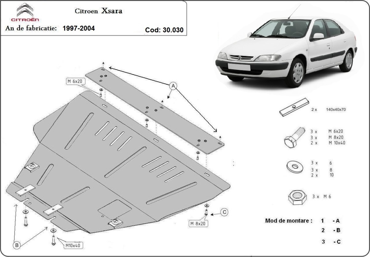 Stalowa osłona podwozia silnika+ | Citroën Xsara (1997-2004) - 3