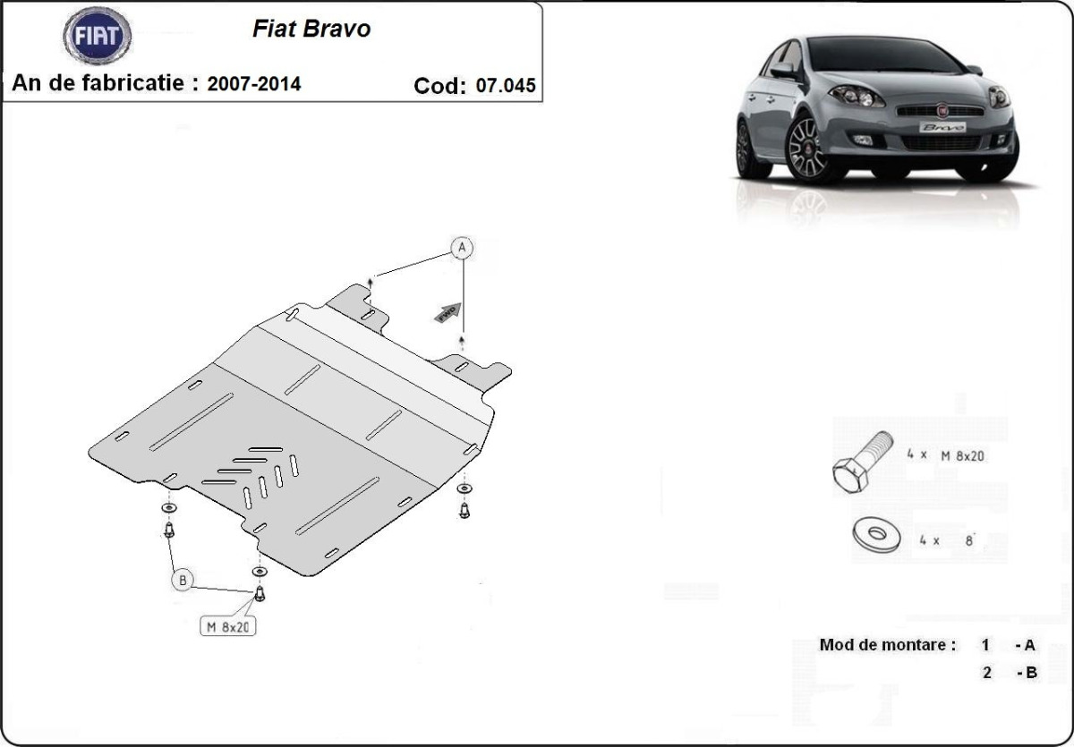 Proteção inferior em aço Motor+ | Fiat Bravo (2007-2014) - 3