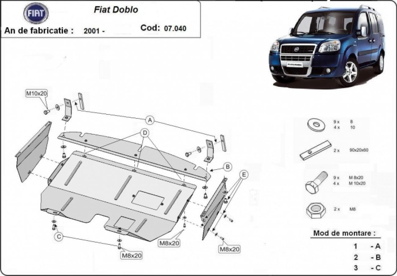 Pohjapanssari Teräs Moottori+ | Fiat Doblo (2001-2010) - 3