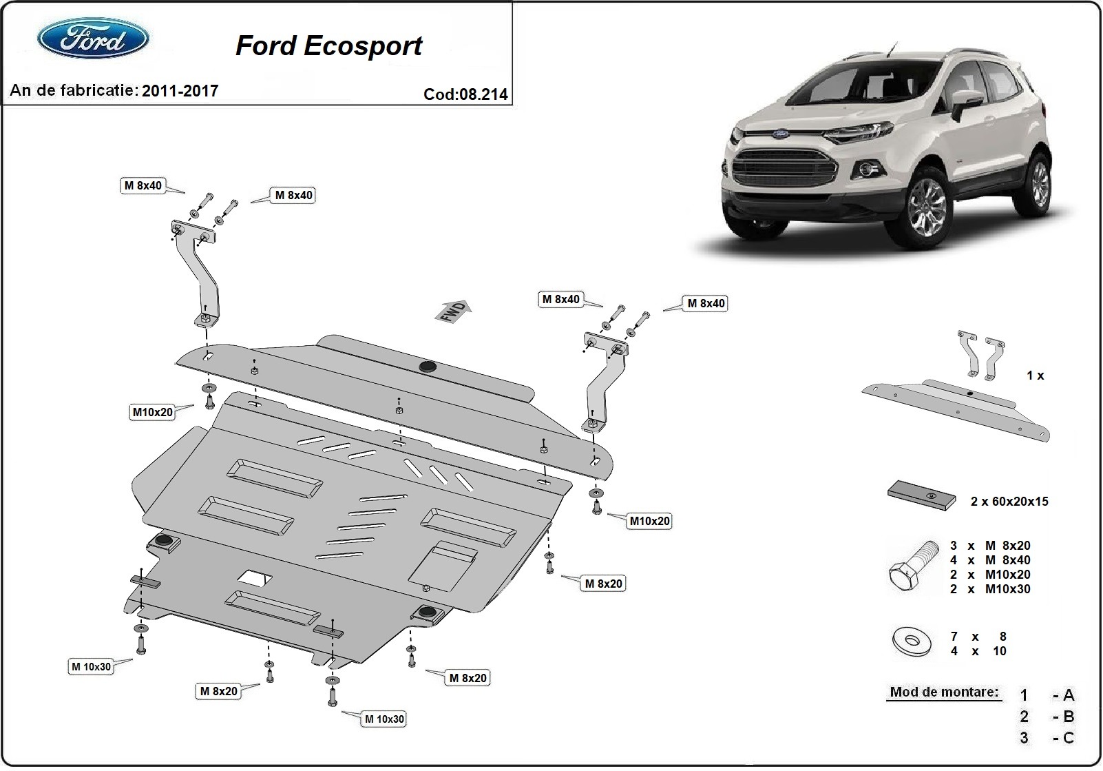 Proteção inferior em aço Motor+ | Ford EcoSport (2011-2017) - 3