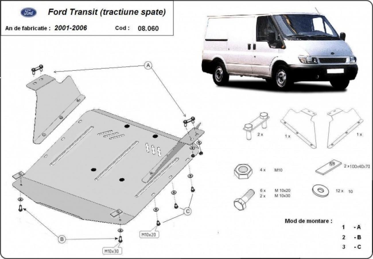 Bundplade Stål Motor+ | Ford Transit - RWD (2001-2006) - 3
