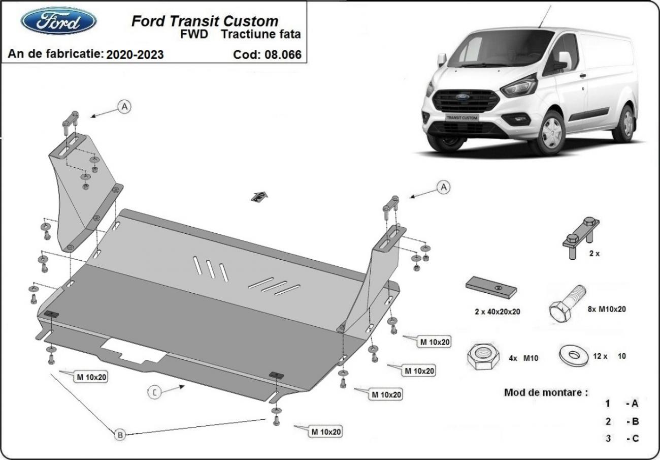 Hasplåt Stål Motor+ | Ford Transit Custom - FWD (2020-2023) - 3