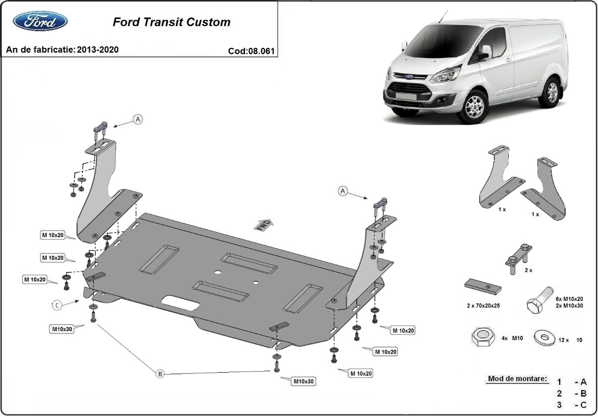 Stalen beschermplaat Motor+ | Ford Transit Custom (2013-2019) - 3