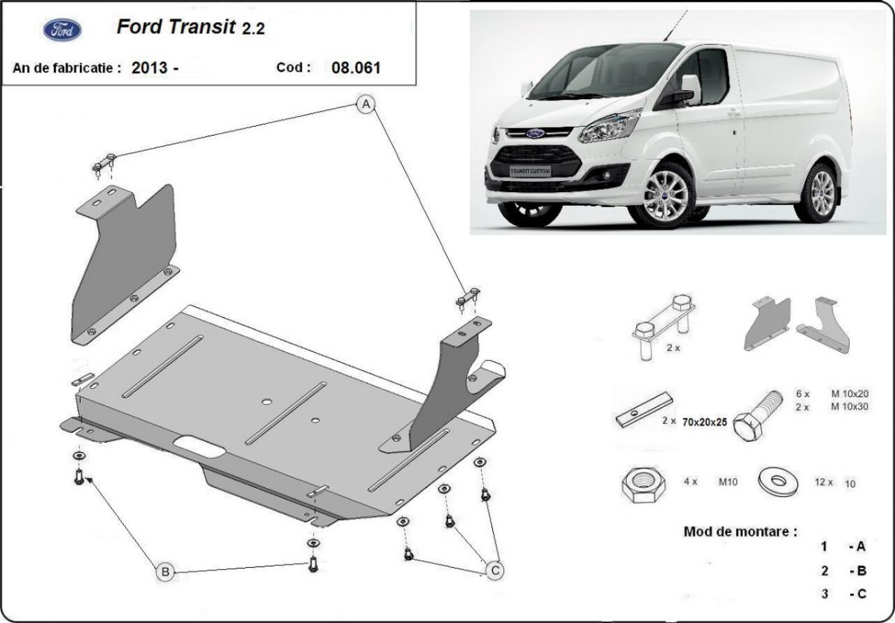 Hasplåt Stål Motor+ | Ford Transit Custom (2013-2019) - 3