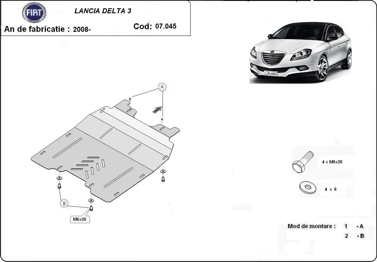 Stalen beschermplaat Motor+ | Lancia Delta 3 (2008-2014) - 3