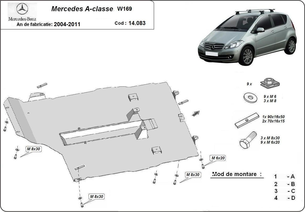 Protezione inferiore in acciaio Motore+ | Mercedes A-Class W169 (2004-2012) - 3