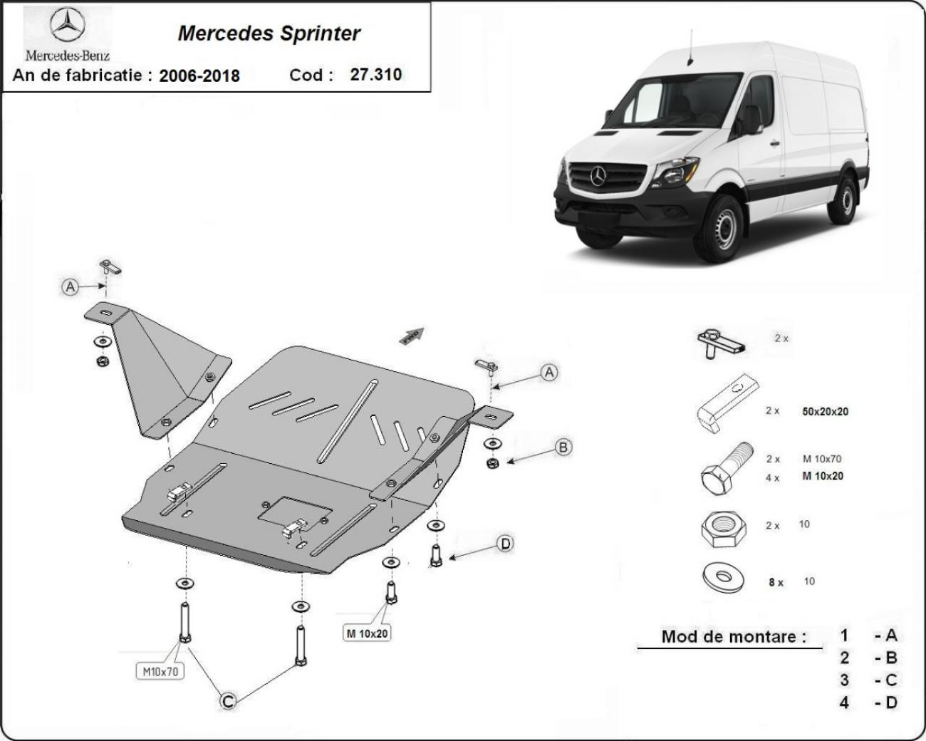 Hasplåt Stål Motor+ | Mercedes Sprinter (2006-2018) - 3
