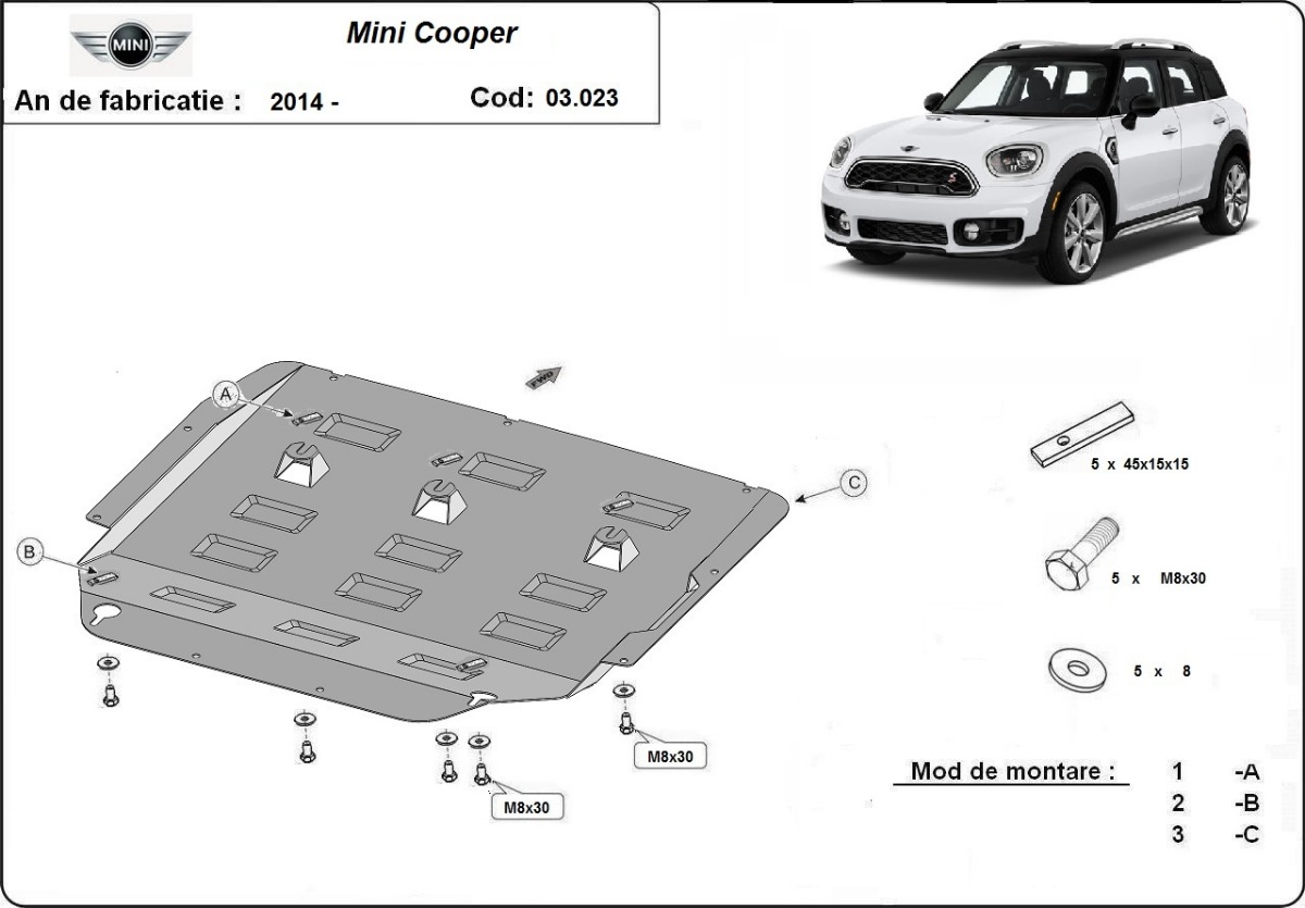 Protection inférieure en acier Moteur+ | Mini Cooper F55/56 (2014-2026) - 3