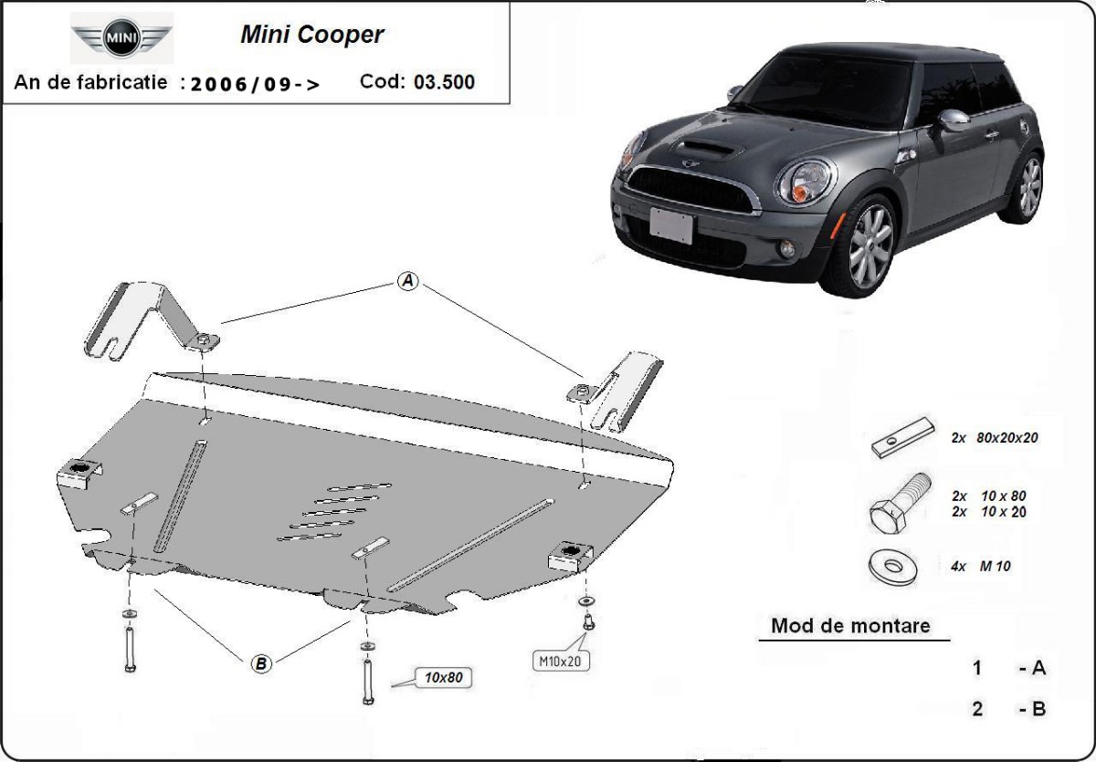 Stalowa osłona podwozia silnika+ | Mini Cooper R56 (2006-2014) - 3