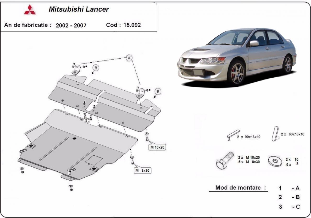Bundplade Stål Motor+ | Mitsubishi Lancer (2002-2007) - 3