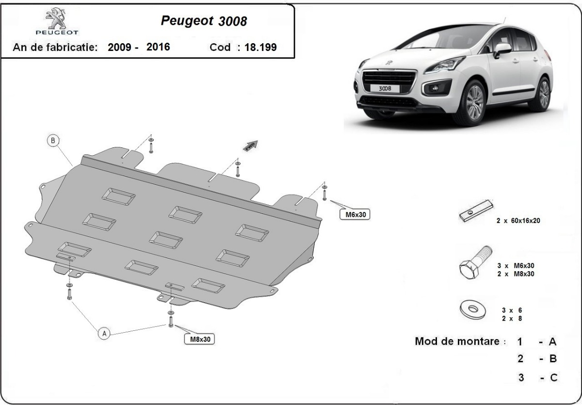 Protezione inferiore in acciaio Motore+ | Peugeot 3008 (2009-2016) - 3