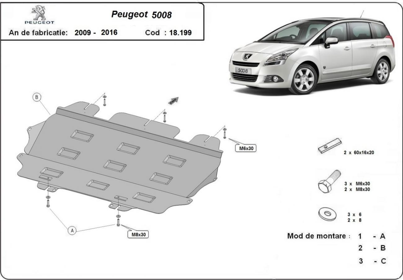 Hasplåt Stål Motor+ | Peugeot 5008 (2009-2017) - 3