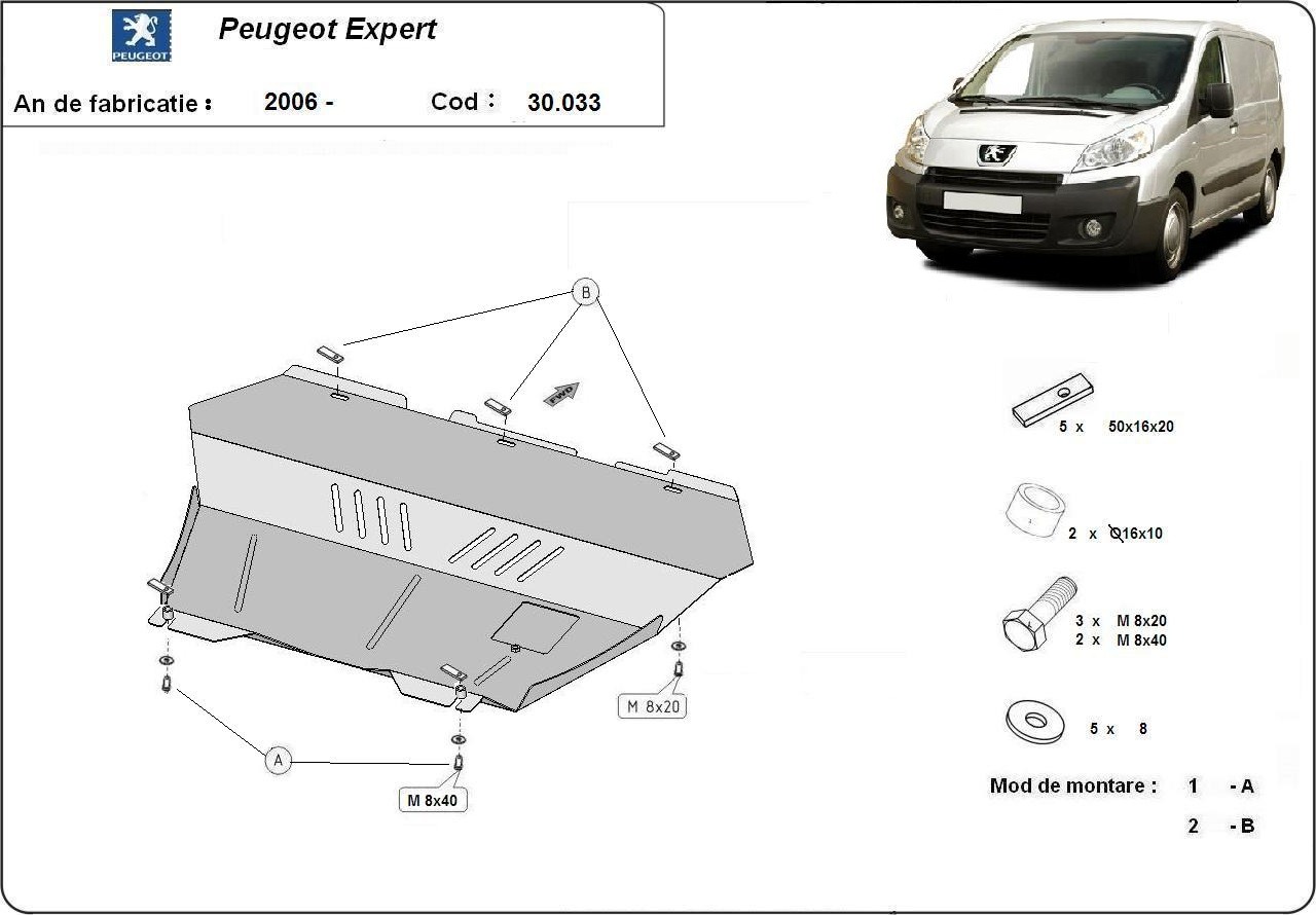 Protezione inferiore in acciaio Motore+ | Peugeot Expert (2006-2016) - 3